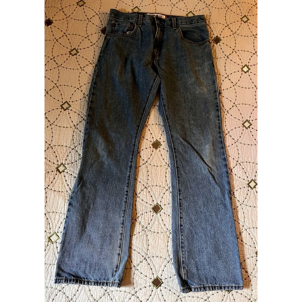 Levis 505 Regular Fit Jeans Mens 32x36 Medium Wash Blue Denim Straight Leg